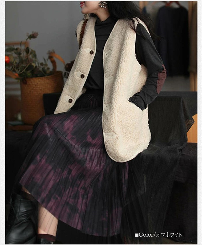 ボアベスト レディース アウター 40代 もこもこ トップス ジレ 前開き 秋冬 大人カジュアル おしゃれ ベスト ノーノースリーブ ムートン調 きれいめ 