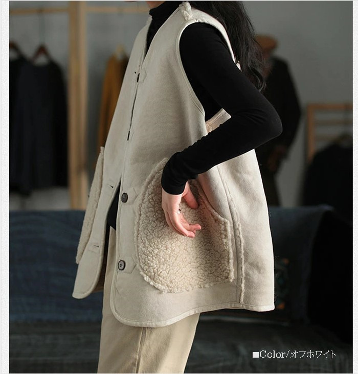 ボアベスト レディース アウター 40代 もこもこ トップス ジレ 前開き 秋冬 大人カジュアル おしゃれ ベスト ノーノースリーブ ムートン調 きれいめ 