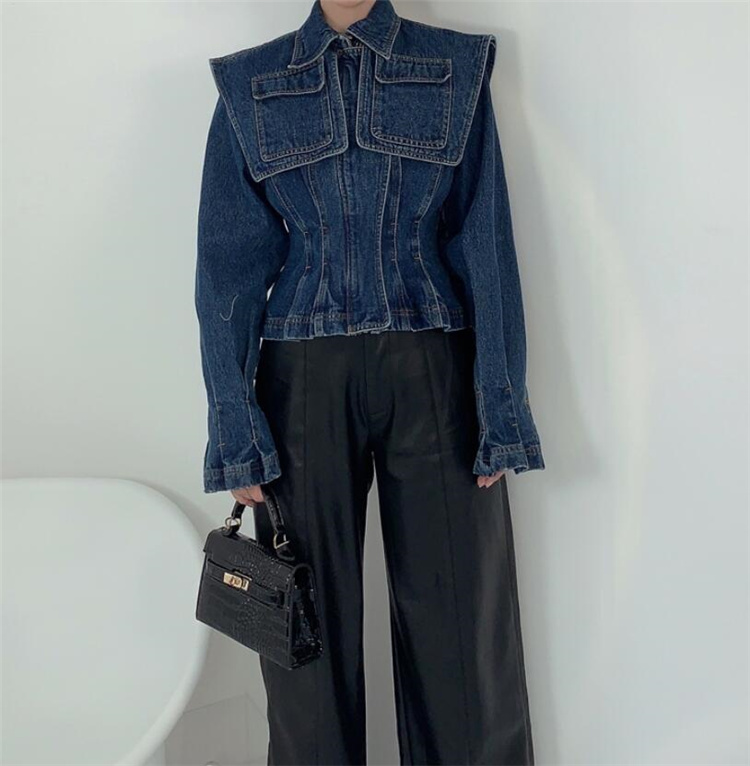 フデニム ジャケット ジージャン 韓国 オルチャン ストリート レディース HIPHOP ダンス衣装 Y2K 原宿系 