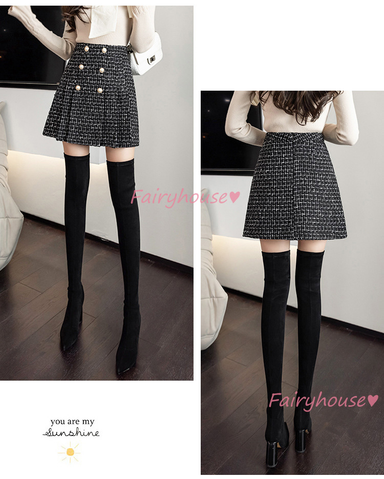 スカート ショット丈 秋冬 プリーツスカート チェック柄ラシャスカート レディース 50代 ハイウェストボ大人 ミニ Aラインスカート 40代 オシャレ30代 