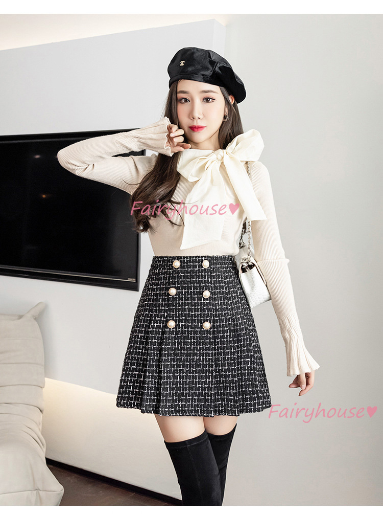 スカート ショット丈 秋冬 プリーツスカート チェック柄ラシャスカート レディース 50代 ハイウェストボ大人 ミニ Aラインスカート 40代 オシャレ30代 