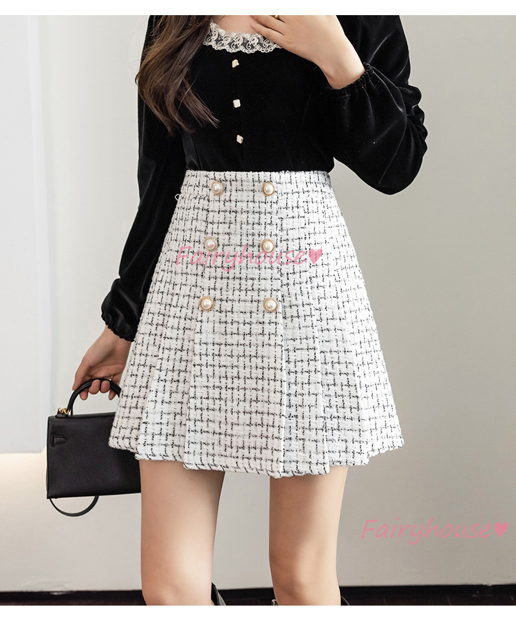 スカート ショット丈 秋冬 プリーツスカート チェック柄ラシャスカート レディース 50代 ハイウェストボ大人 ミニ Aラインスカート 40代 オシャレ30代 