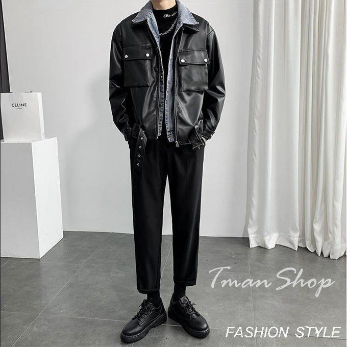 ライダースジャケット メンズ 革ジャン 皮ジャン PU レザージャケット 春 アウター カジュアル フルジップ 大きいサイズ 男性 秋 レイヤード風 切り替え 