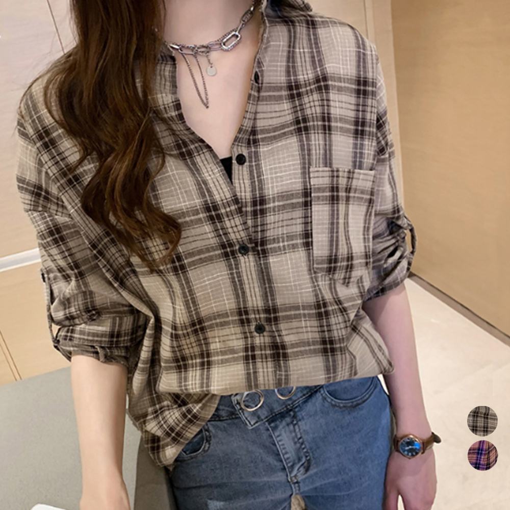 チェック柄 シャツブラウス レディース 。可  