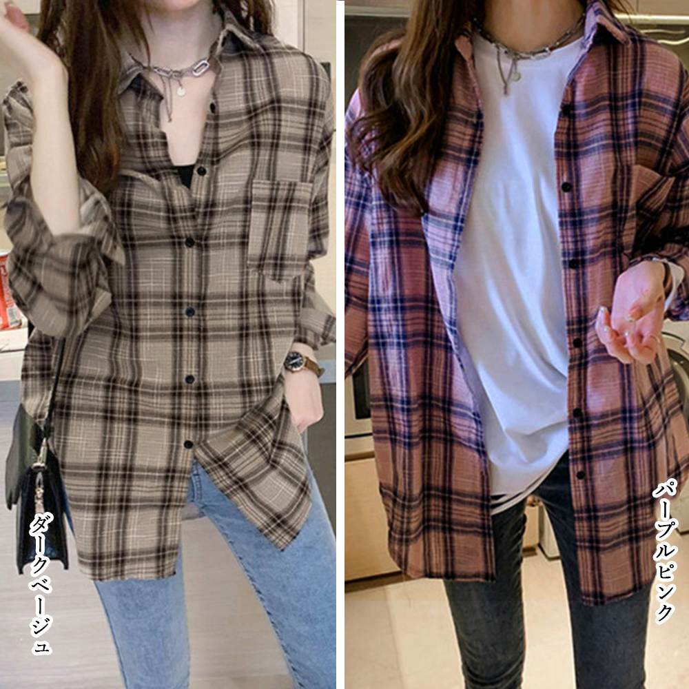 チェック柄 シャツブラウス レディース 。可  