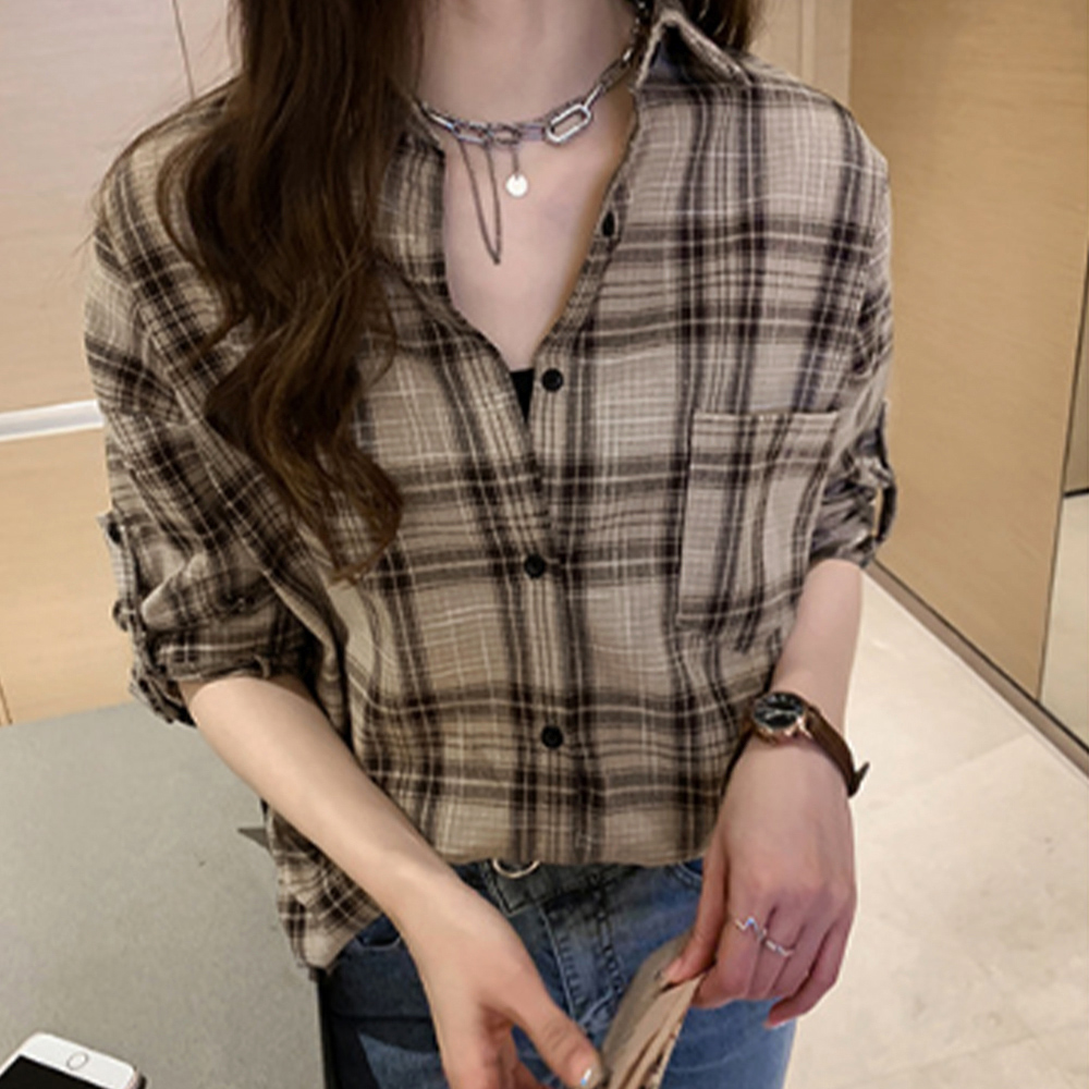 チェック柄 シャツブラウス レディース 。可  