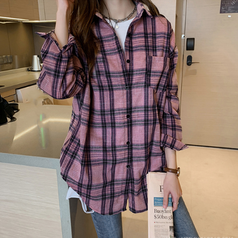 チェック柄 シャツブラウス レディース 。可  