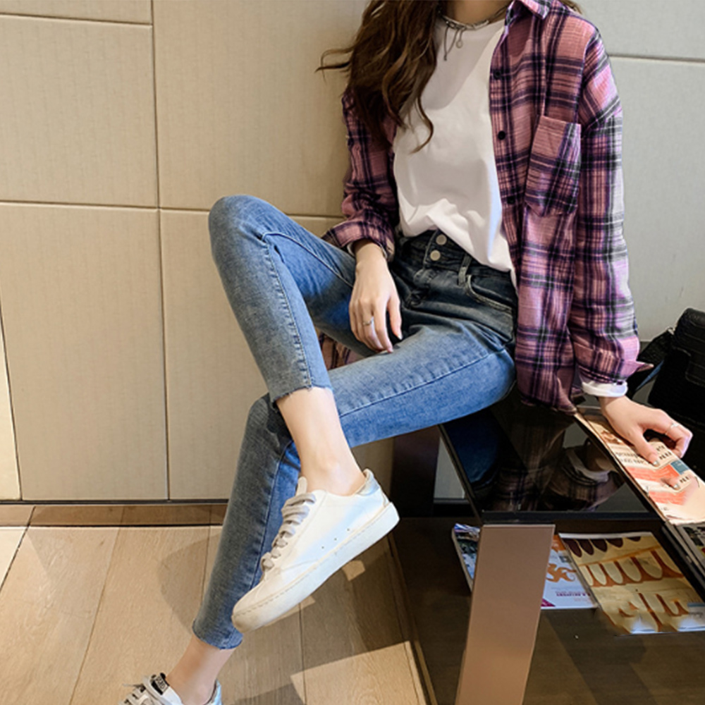 チェック柄 シャツブラウス レディース 。可  