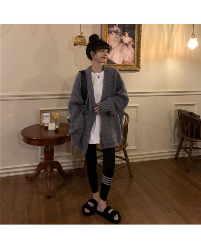 送料無料 厚手 ニットカーディガン レディース カーデ オーバーサイズ ノーボタン 厚手ニット 春秋 コーディガン ドロップショルダー カーディガン アウター 