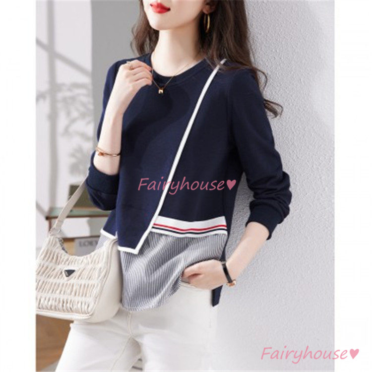 ニット セーター トップス レディース 秋冬 ラウンネック 着痩せ 切り替え 通勤 長袖ニットきれいめ 30代 40代 カジュアルニット ニットインナー オシャレ 