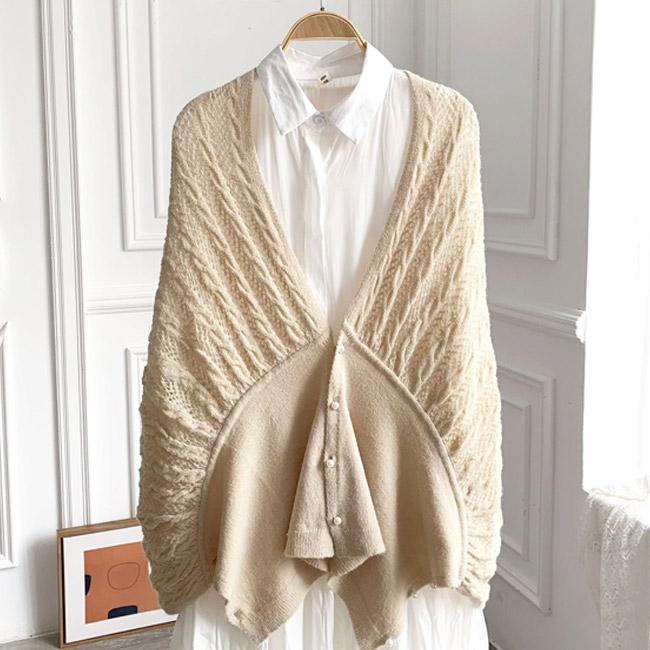 送料無料 カーディガン レディース ニット ポンチョ ボレロ マント UV 羽織り ショール 無地 ボタン ひざ掛け エレ ストール フェイクカシパール 