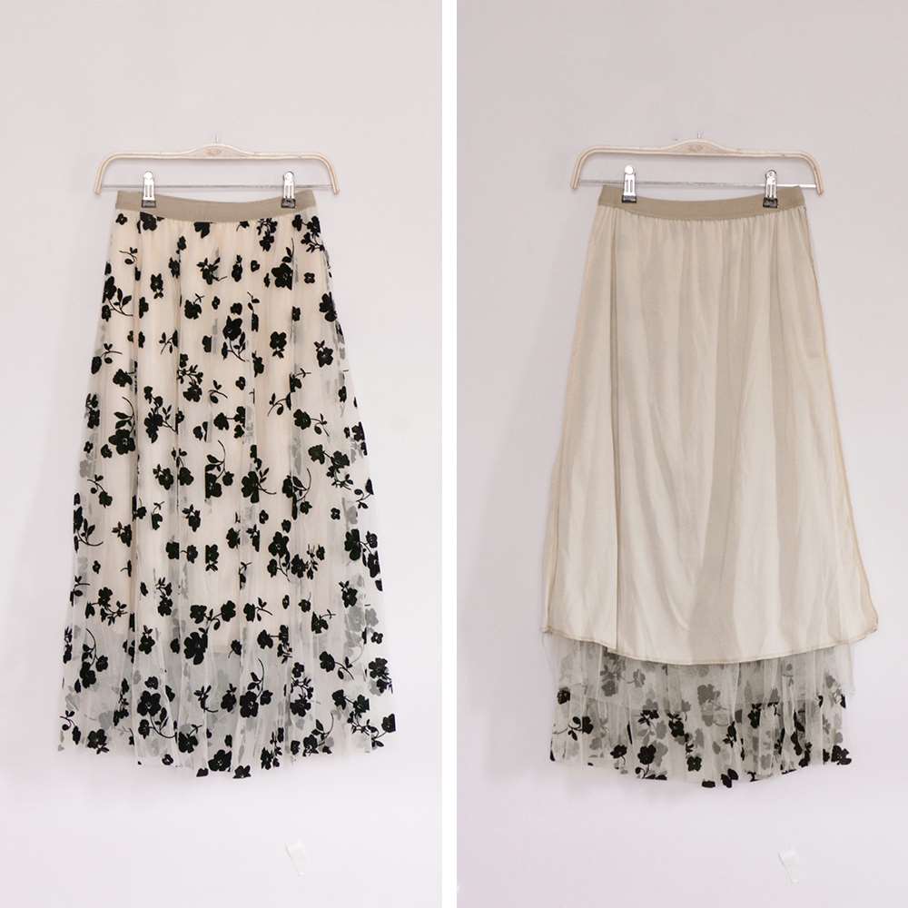 チュール スカート 2層  