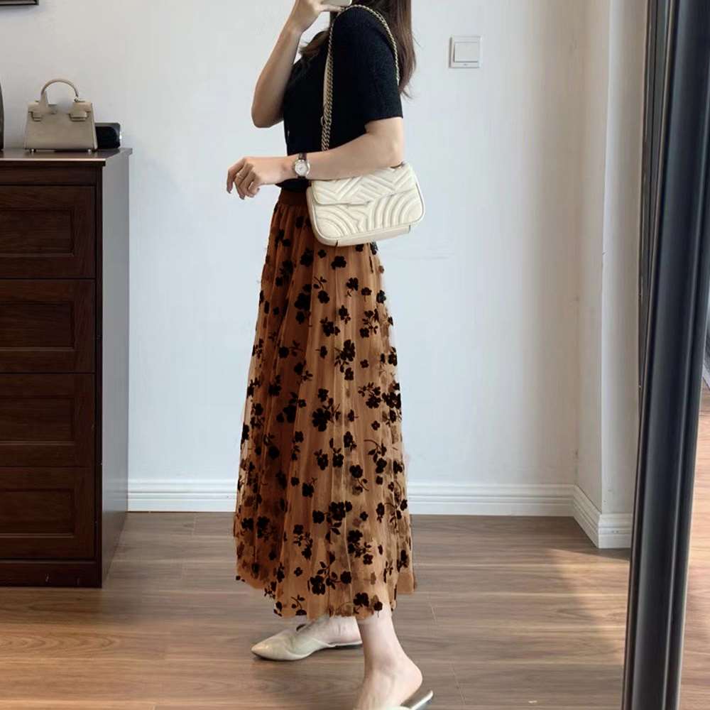 チュール スカート 2層  