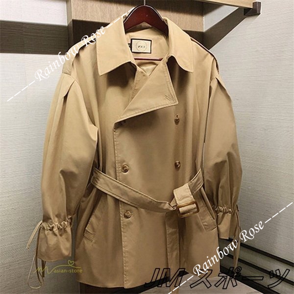 トレンチコート レディース アウター ベルスリーブ トップス ショート丈 ファッション ガートレンド カジュアル ゆったり 格好いい 