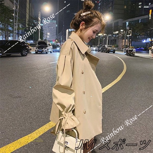トレンチコート レディース アウター ベルスリーブ トップス ショート丈 ファッション ガートレンド カジュアル ゆったり 格好いい 