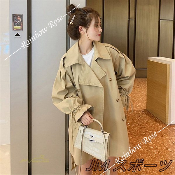 トレンチコート レディース アウター ベルスリーブ トップス ショート丈 ファッション ガートレンド カジュアル ゆったり 格好いい 