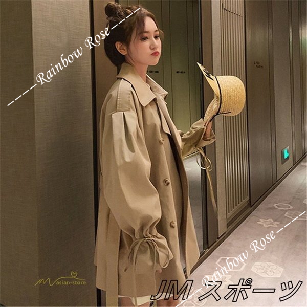 トレンチコート レディース アウター ベルスリーブ トップス ショート丈 ファッション ガートレンド カジュアル ゆったり 格好いい 