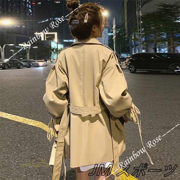 トレンチコート レディース アウター ベルスリーブ トップス ショート丈 ファッション ガートレンド カジュアル ゆったり 格好いい 
