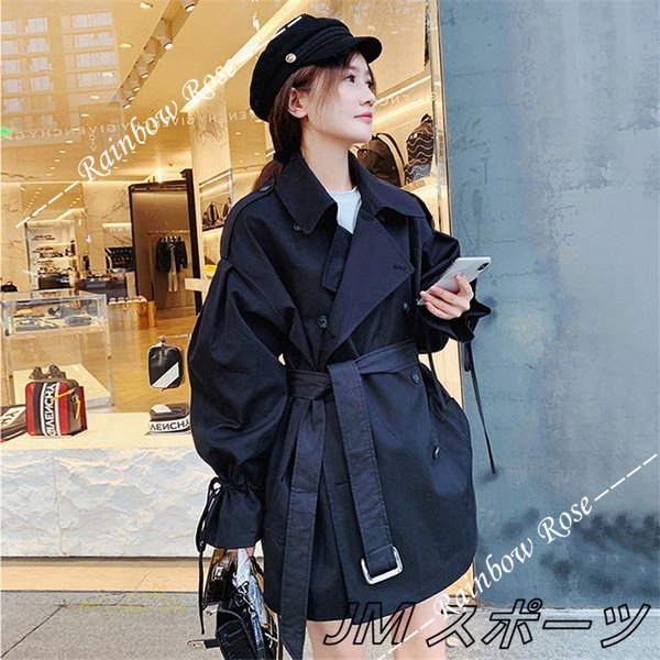 トレンチコート レディース アウター ベルスリーブ トップス ショート丈 ファッション ガートレンド カジュアル ゆったり 格好いい 