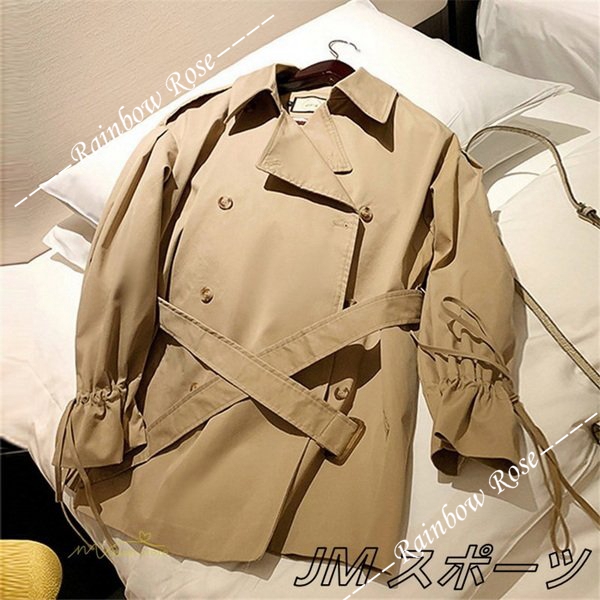 トレンチコート レディース アウター ベルスリーブ トップス ショート丈 ファッション ガートレンド カジュアル ゆったり 格好いい 