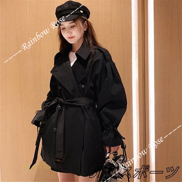 トレンチコート レディース アウター ベルスリーブ トップス ショート丈 ファッション ガートレンド カジュアル ゆったり 格好いい 