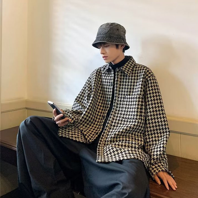 ジャケット メンズ コート アウター チェック柄 星柄 カジュアル 上着 通勤 長袖 通学 オシャレ 羽織り トップス 秋冬 男性 ファッション 