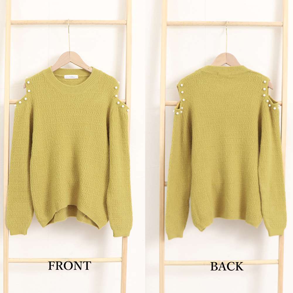 ニット トップス 肩出し ニットソー 長袖  