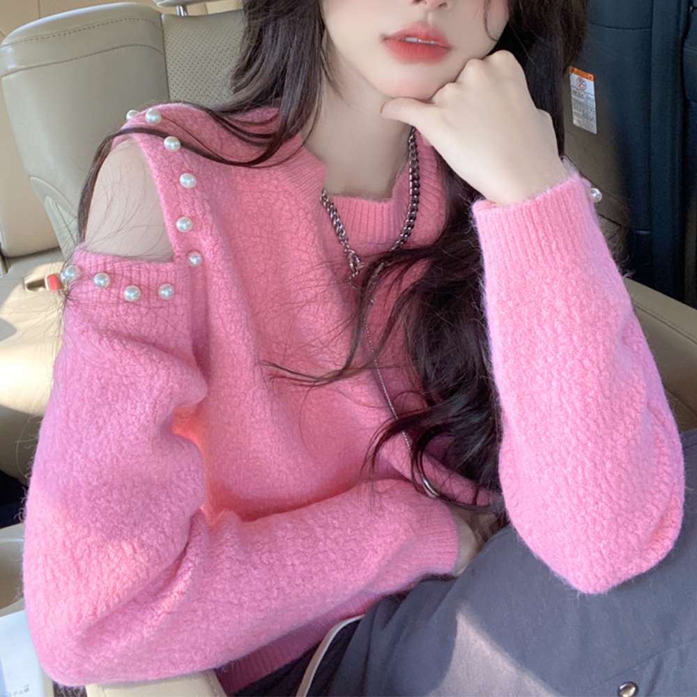 ニット トップス 肩出し ニットソー 長袖  