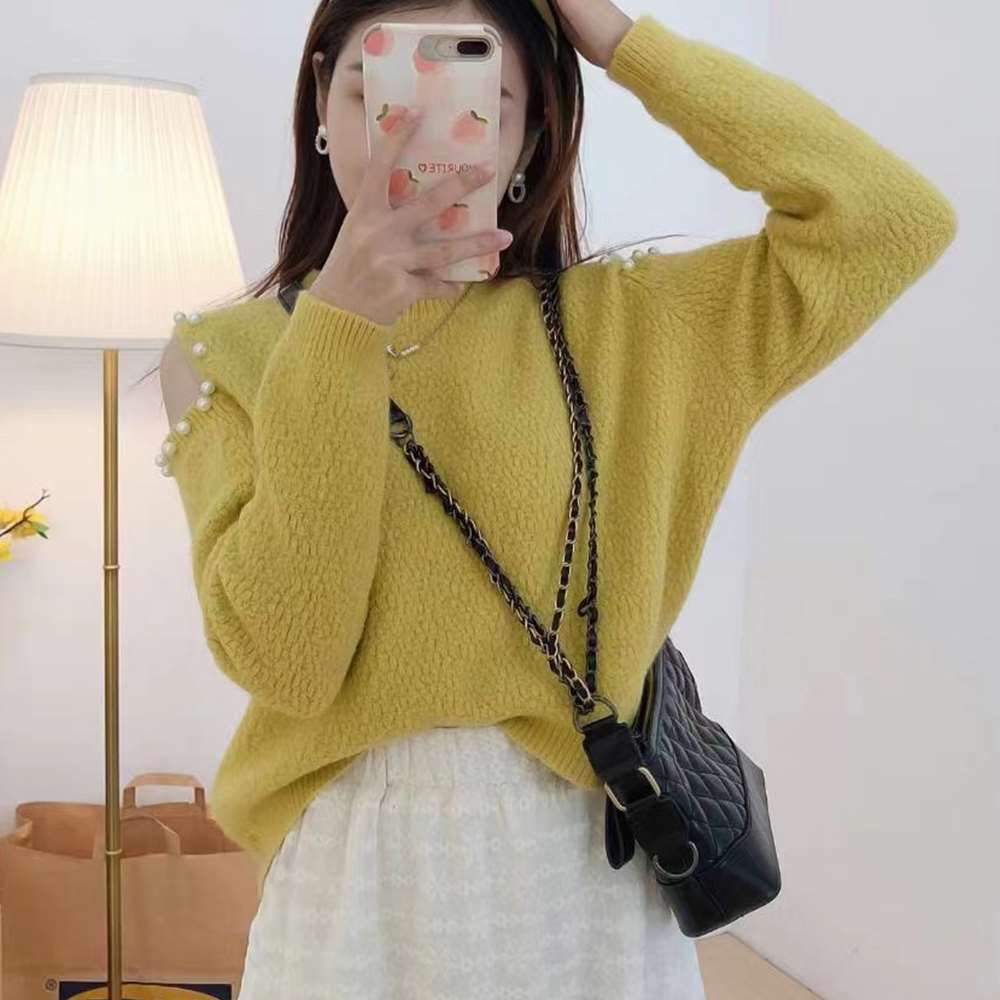 ニット トップス 肩出し ニットソー 長袖  