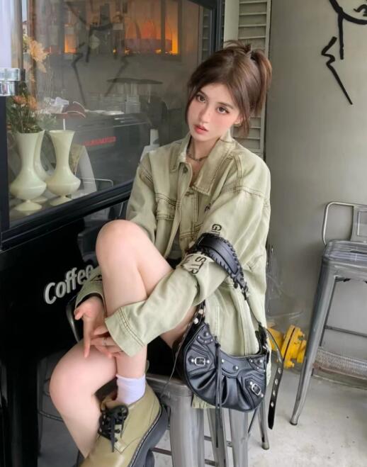 バックプリント ロゴ 英文字 デニム ジャケット ジージャン 韓国 ダンス衣装 Y2K レディース 原宿系 HIPHOP ストリート オルチャン 