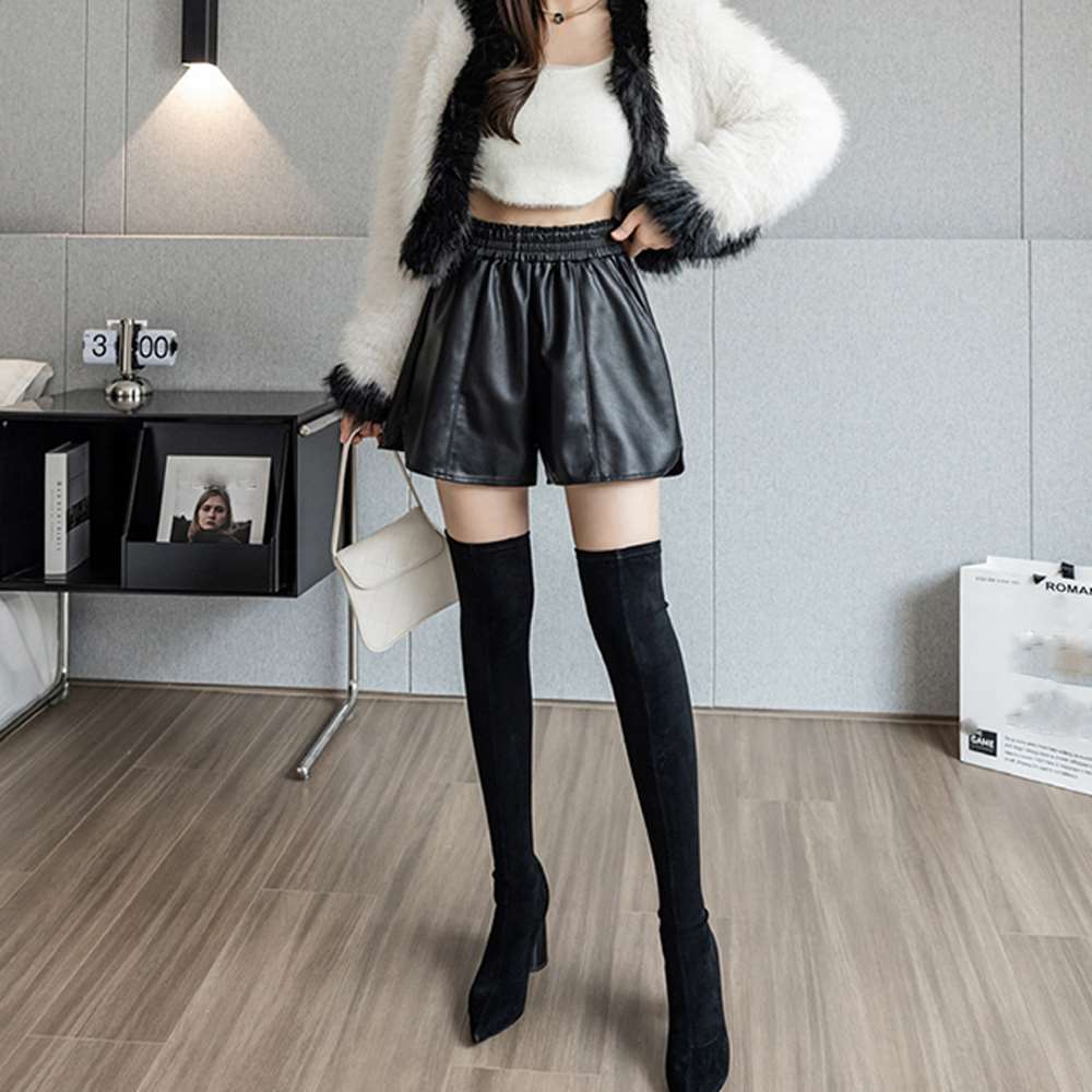 PU レザー ショートパンツ レディース  