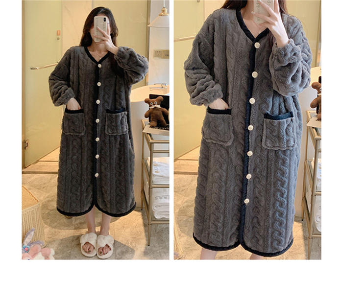 パジャマ ルームワンピース レディース ワンピース ミモレ丈 長袖 もこもこ ふんわり ルームウェア 前開き ゆったり かわいい パジャマ 部屋着 秋冬 ロング丈 