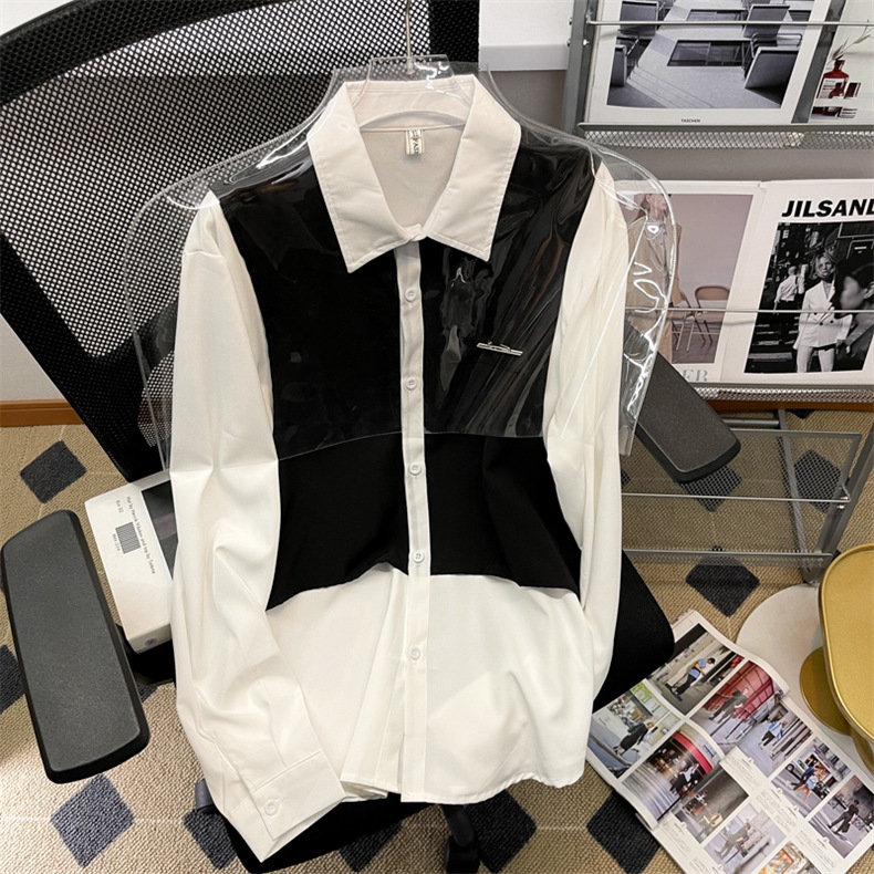 メンズ シャツ カジュアルシャツ 長袖 ワイシャツ 無地 上着 クラブ 通学 春秋 白黒 スクール 通勤 ポケット ワーク 普段着 男子トップス 青少年 
