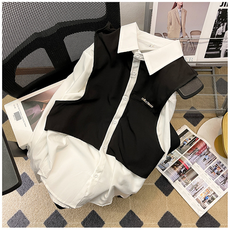 メンズ シャツ カジュアルシャツ 長袖 ワイシャツ 無地 上着 クラブ 通学 春秋 白黒 スクール 通勤 ポケット ワーク 普段着 男子トップス 青少年 