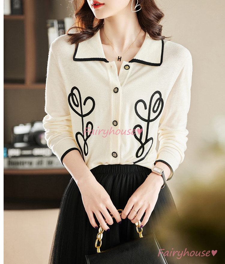 ニットカーディガン レディース 秋新作 花柄 ニットソー 通勤 通勤 大人 コーディガン 可愛い 40代 上品 オシャレ 着痩せ 