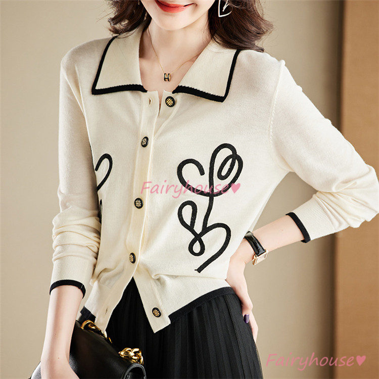 ニットカーディガン レディース 秋新作 花柄 ニットソー 通勤 通勤 大人 コーディガン 可愛い 40代 上品 オシャレ 着痩せ 