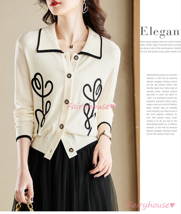 ニットカーディガン レディース 秋新作 花柄 ニットソー 通勤 通勤 大人 コーディガン 可愛い 40代 上品 オシャレ 着痩せ 