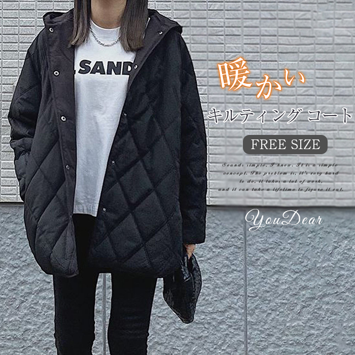 キルティング コート 中綿 コート レディース キルティングコート カジュアル キルティング アウター フード付き ゆったり 防寒軽い カーディガン 暖かい 