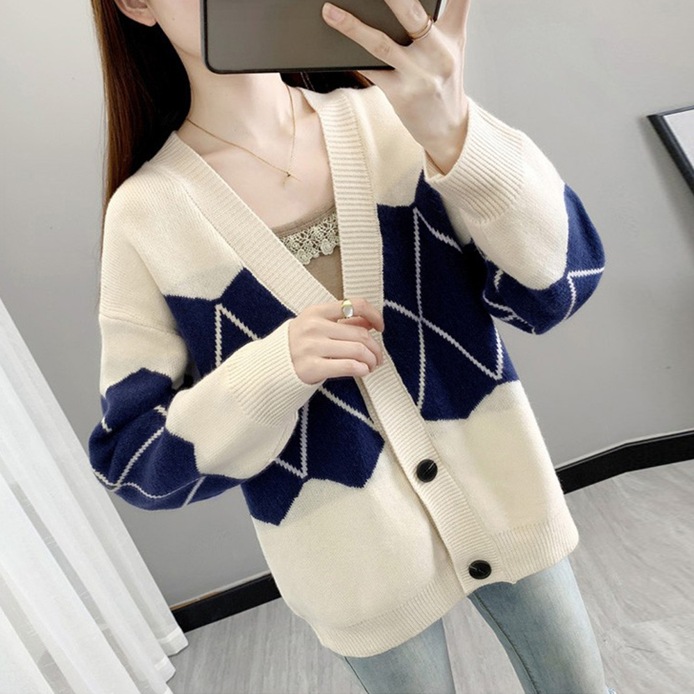 ニットカーディガン レトロ体型カバー秋冬  