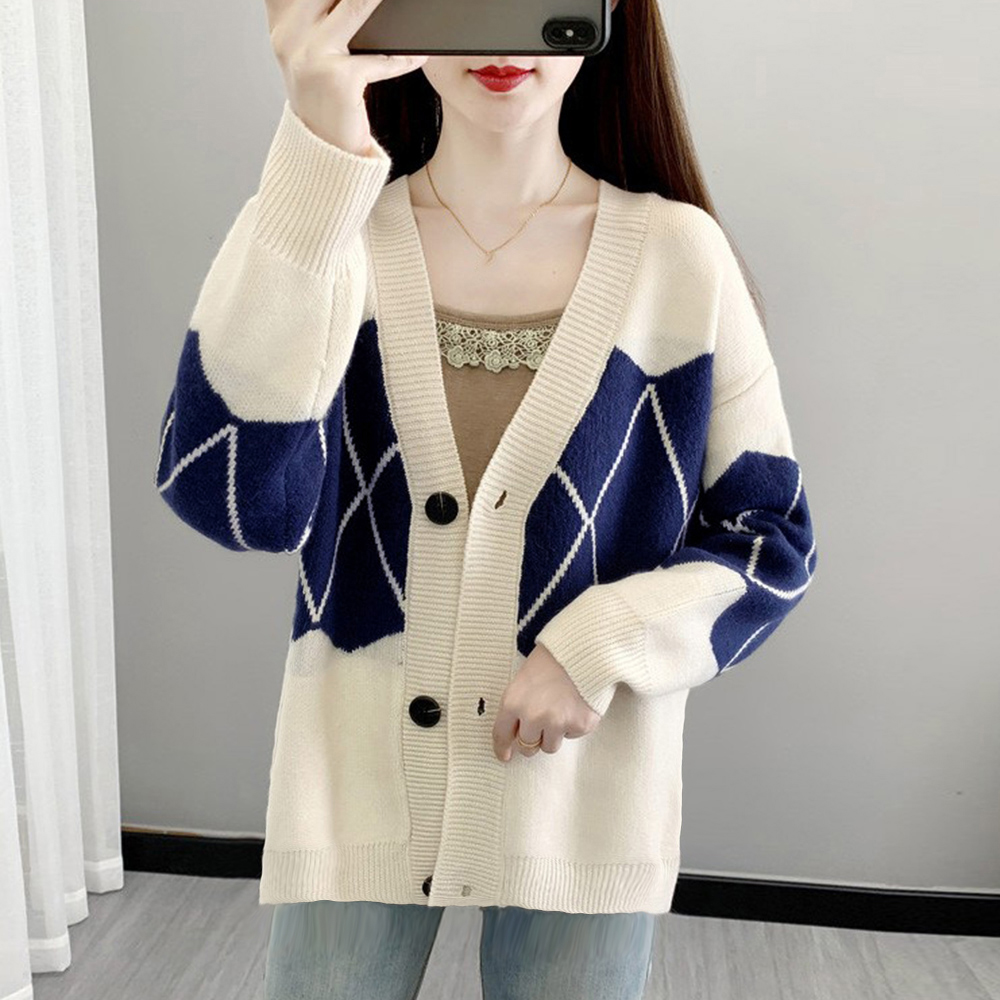 ニットカーディガン レトロ体型カバー秋冬  