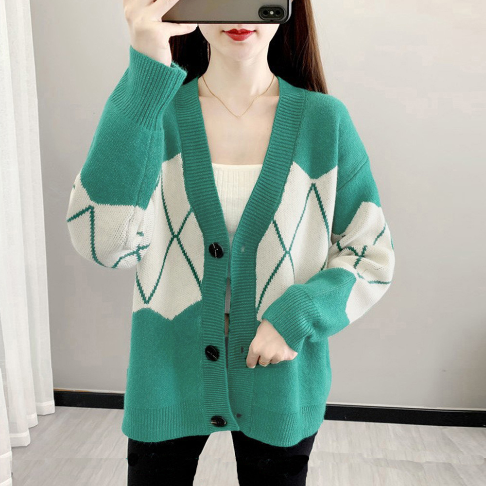 ニットカーディガン レトロ体型カバー秋冬  