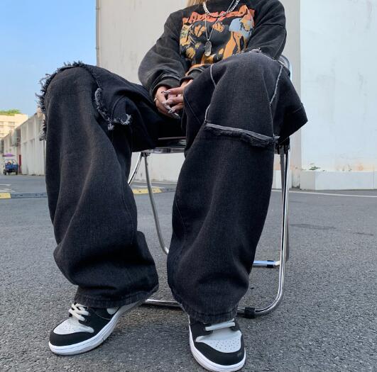重ね着風 切替 デニム パンツ ジーンズ 韓国 K-POP HIPHOP 原宿系 ストリート ダンス衣装 Y2K レディース オルチャン 