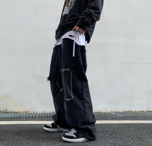 重ね着風 切替 デニム パンツ ジーンズ 韓国 K-POP HIPHOP 原宿系 ストリート ダンス衣装 Y2K レディース オルチャン 
