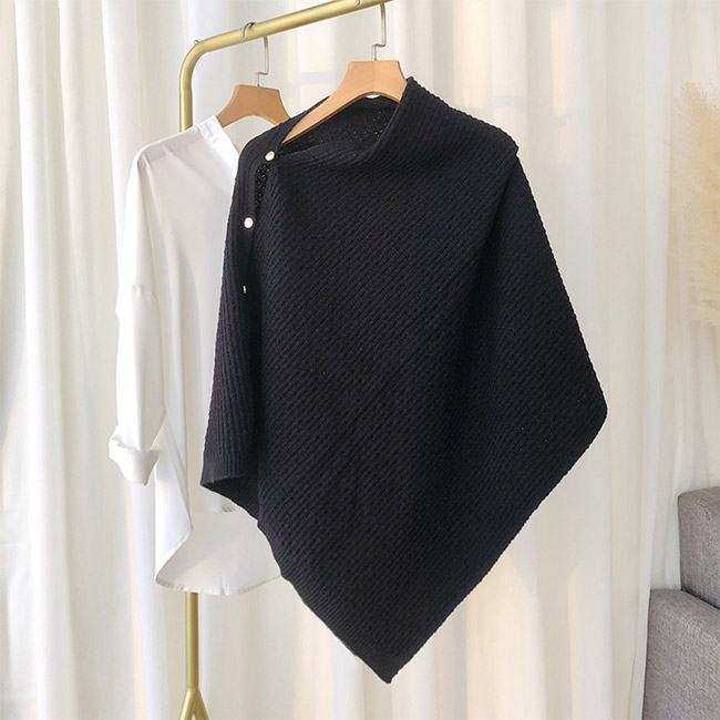送料無料 ポンチョ レディース ストール ショール カーディガン 無地 冬 着るストール ベスト ゆったり ニット マフラー 薄手 ボタン 春 秋 マント 羽織り 