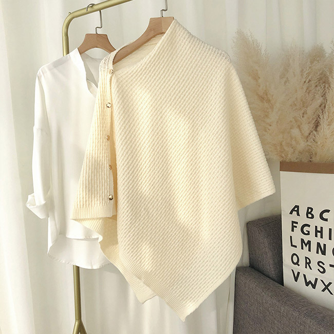 送料無料 ポンチョ レディース ストール ショール カーディガン 無地 冬 着るストール ベスト ゆったり ニット マフラー 薄手 ボタン 春 秋 マント 羽織り 