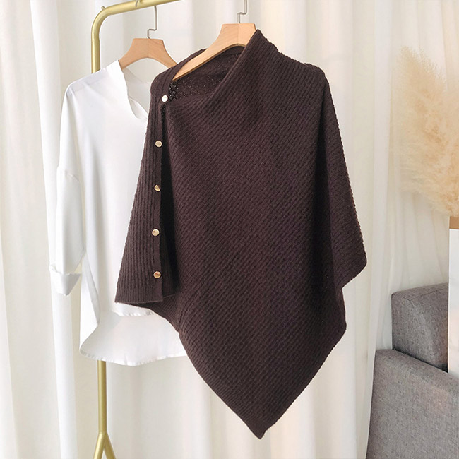 送料無料 ポンチョ レディース ストール ショール カーディガン 無地 冬 着るストール ベスト ゆったり ニット マフラー 薄手 ボタン 春 秋 マント 羽織り 