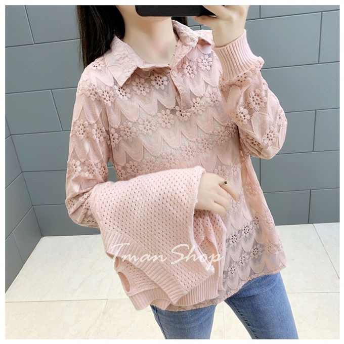 シャツブラウス レデイース トップス ニットべスト Vネック レースシャツ 透かし彫り 大きいサイズ ス 秋冬 着痩せ 送料無料 通勤OL 無地 
