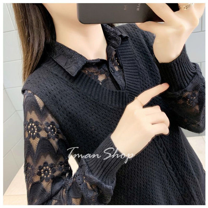 シャツブラウス レデイース トップス ニットべスト Vネック レースシャツ 透かし彫り 大きいサイズ ス 秋冬 着痩せ 送料無料 通勤OL 無地 