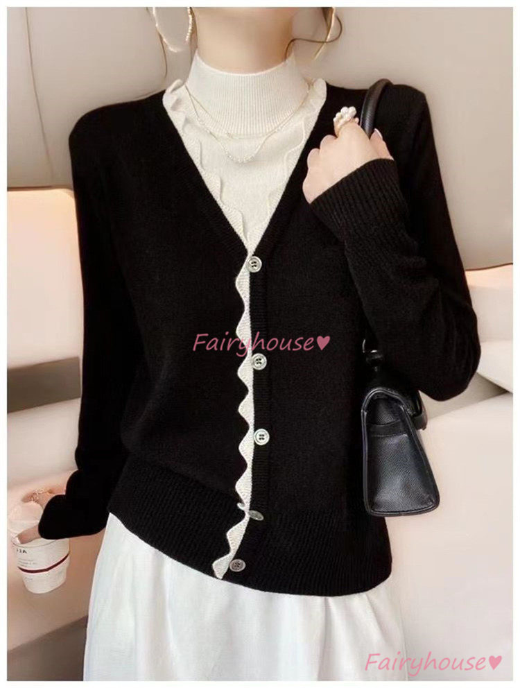 ニットカーディガン レディース 秋新作 配色 ニットソー 通勤 着痩せ 上品 可愛い 40代 コーディガン オシャレ 通勤 大人 