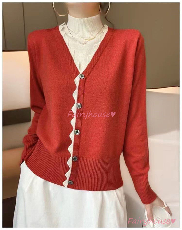 ニットカーディガン レディース 秋新作 配色 ニットソー 通勤 着痩せ 上品 可愛い 40代 コーディガン オシャレ 通勤 大人 